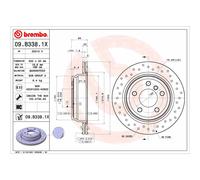 2x BREMBO 09.B338.1X Disco de freno Trasero para BMW 3 Touring (F31) 3 GT (F34)
