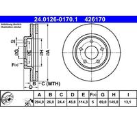 Disco de freno CHRYSLER SEBRING 2.0 VVT 24.0126-0170.1 (1 pieza)