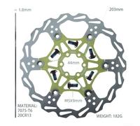 Disco de freno de bicicleta, freno flotante para ROTOR 180/203 mm con diseño hueco de disipación de calor de seis pernos para frenado estable MTB (verde 203 mm)