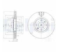 Disco de freno DELPHI BG4002 delantero, ventilado , 1 Pieza