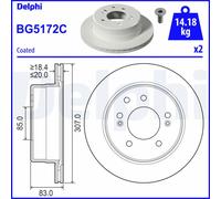 Disco de freno DELPHI BG5172C trasero, ventilado , 1 Pieza