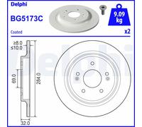 Disco de freno DELPHI BG5173C trasero, macizo, 1 Pieza