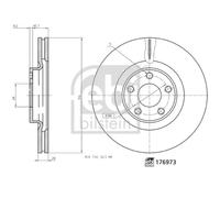 Disco de freno FEBI BILSTEIN 176973 delantero, ventilado , 1 Pieza