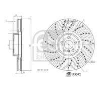 Disco de freno FEBI BILSTEIN 179592 delantero, ventilado , ranurado, altamente carbonizado, 1 Pieza