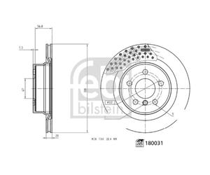 Disco de freno FEBI BILSTEIN 180031 trasero, ventilado , altamente carbonizado, 1 Pieza