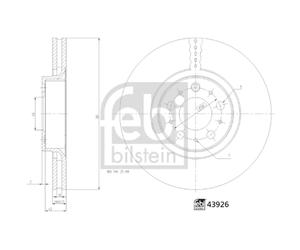 Disco de freno FEBI BILSTEIN 43926 delantero, ventilado , 1 Pieza