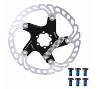 Disco de freno flotante de 203 mm para bicicleta de montaña, rotor de freno de bicicleta con seis pernos y botones de acero inoxidable, soporte de aleación de aluminio mecanizado p (Negro+Plata)