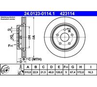 Disco de freno OPEL INSIGNIA A 1.4 24.0123-0114.1 (1 piezas)