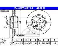 Disco de freno (por unidad) ATE 24.0125-0211.1