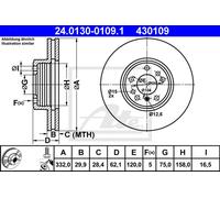 ATE Disco de freno 24.0130-0109.1 ventilado delantero para BMW X5 X3 – 1 unidad