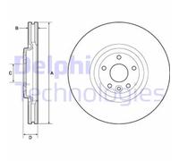 2x Disco de freno ventilado BG9167C DELPHI para JAGUAR XE XF II XF SPORTBRAKE