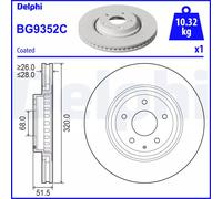 2x Disco de freno ventilado BG9352C DELPHI para MAZDA 6 Sedán 6 Station Wagon