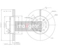 2x Disco de freno Eje delantero ventilado 19-3238 MAXGEAR para SEAT VW AUDI