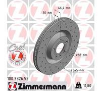 2x Disco de freno ventilación interna 100.3326.52 ZIMMERMANN para AUDI A4 B6