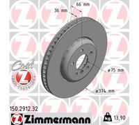 OTTO ZIMMERMANN GMBH Disco de frenos delantero izquierdo para BMW: SÃ©rie 5, SÃ©rie 7, SÃ©rie 6 (Ref: 150.2912.32)