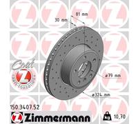 2x Disco de freno ventilación interna 150.3407.52 ZIMMERMANN para BMW 7