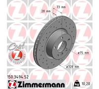 2x Disco de freno ventilación interna 150.3494.52 ZIMMERMANN para BMW X3 X4