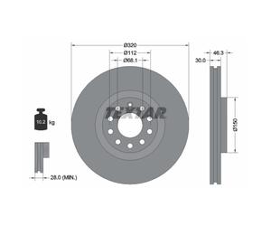 Disco de freno TEXTAR 92106705 delantero, ventilado , 1 Pieza