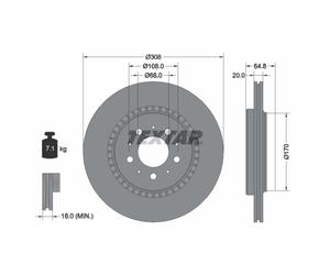 Disco de freno TEXTAR 92126803 trasero, ventilado , 1 Pieza