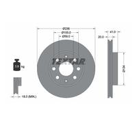 Disco de freno TEXTAR 92133403 delantero, ventilado , 1 Pieza