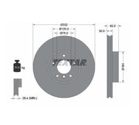 Disco de freno TEXTAR 92160805 delantero, ventilado , altamente carbonizado, 1 Pieza