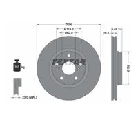 Disco de freno TEXTAR 92163903 delantero, ventilado , 1 Pieza