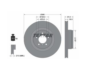 Disco de freno TEXTAR 92178403 delantero, ventilado , 1 Pieza