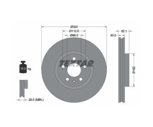 Disco de freno TEXTAR 92229305 delantero, ventilado , altamente carbonizado, 1 Pieza