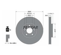 Disco de freno TEXTAR 92237805 delantero, ventilado , altamente carbonizado, 1 Pieza