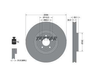 Disco de freno TEXTAR 92238205 delantero, ventilado , 1 Pieza