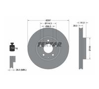 Disco de freno TEXTAR 92257405 delantero, ventilado , altamente carbonizado, 1 Pieza