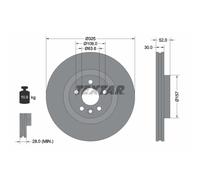 Disco de freno TEXTAR 92278605 delantero, ventilado , altamente carbonizado, 1 Pieza