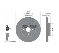 Disco de freno TEXTAR 92287603 delantero, ventilado , 1 Pieza