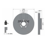 Disco de freno TEXTAR 92307105 delantero, ventilado , altamente carbonizado, 1 Pieza