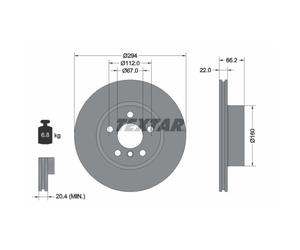 Disco de freno TEXTAR 92327005 delantero, ventilado , altamente carbonizado, 1 Pieza