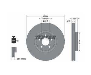 Disco de freno TEXTAR 92334903 delantero, ventilado , 1 Pieza