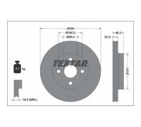 Disco de freno TEXTAR 92344803 delantero, ventilado , 1 Pieza