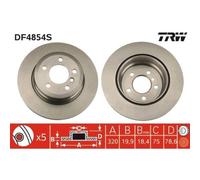 TRW Disco de freno DF4854S trasero ventilado altamente carbonizado 1 pieza