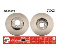Disco de freno TRW DF6003S delantero, ventilado , altamente carbonizado, 1 Pieza