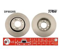 Disco de freno TRW DF6020S delantero, ventilado , 1 Pieza