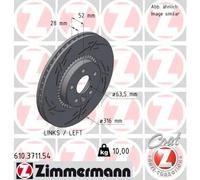 Disco de freno ventilación externa 610.3711.54 ZIMMERMANN para VOLVO FORD