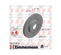 Disco De Freno Zimmermann 150.2938.20 Coat Z para Bmw Eje Delantero