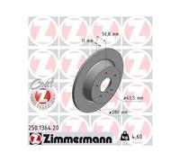 Disco De Freno Zimmermann 250.1364.20 Coat Z para Ford Eje Trasero
