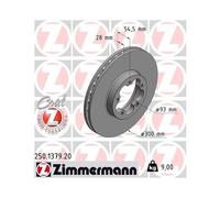 Disco De Freno Zimmermann 250.1379.20 Coat Z para Ford Eje Delantero