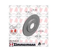 Disco De Freno Zimmermann 285.3520.20 Coat Z para Hyundai Eje Trasero