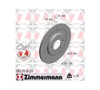 Disco De Freno Zimmermann 285.3526.20 Coat Z para Hyundai Eje Trasero