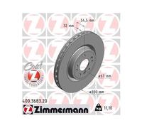 Disco De Freno Zimmermann 400.3683.20 Coat Z para Mercedes Benz Mercedes Benz