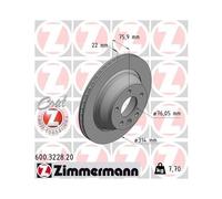 2x ZIMMERMANN Disco De Freno COAT Z Eje Trasero 314mm