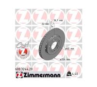 Disco De Freno Zimmermann 600.3244.20 Coat Z para Vag Eje Trasero