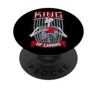 Disco de Golf Frolf Esqueleto gótico Rey de Cadenas Calavera Golfista PopSockets PopGrip Adhesivo